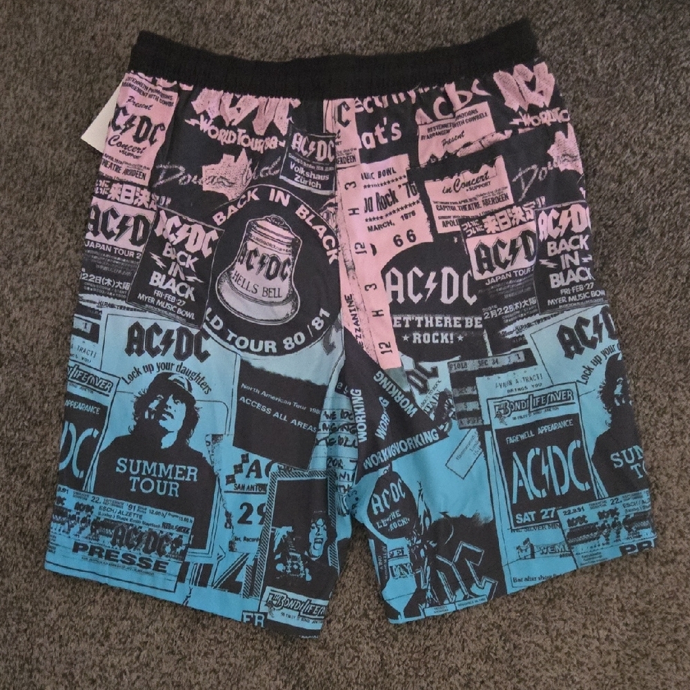 AC/DC Men's Athletic Shorts - Black, Blue, and Pink - Picture 3 of 3